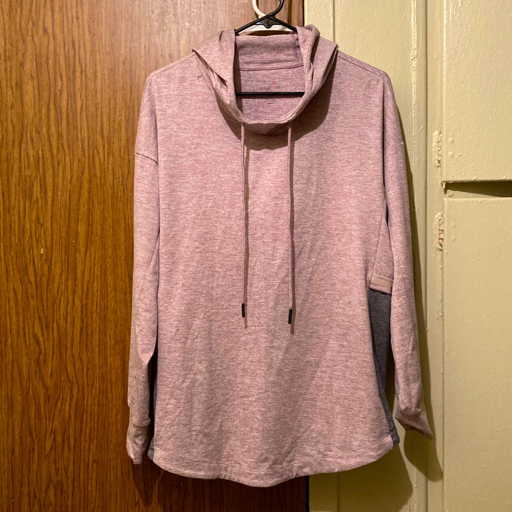 Tangerine Active Pullover Mock Neck Sweater Jacket Women Size Lg Lavender & Gray